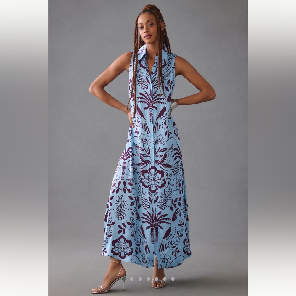 Anthropologie Blue Halter Maxi Sundress